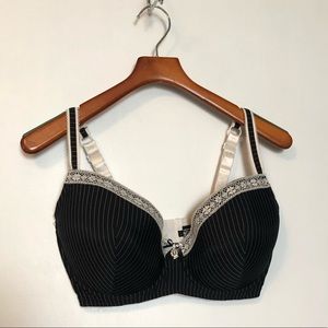Adore Me Black & White Pinstripe Bra Plus Size